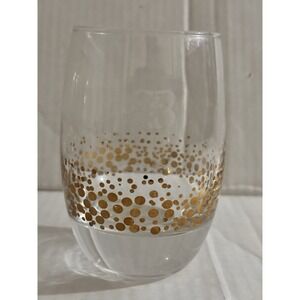 Set of 4 Bailey's Gold Dot Confetti Low Ball Cocktail Glasses -- Heavy! Excellen